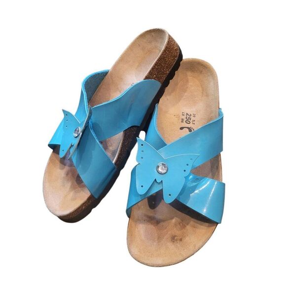 Birkenstock Sandals Women's 8 Turquoise Betula Butterfly Criss Cross Suede - Picture 1 of 5